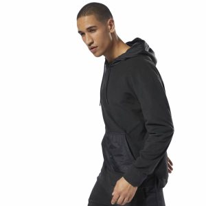 Reebok Training Essentials Microfleece Kapuzenpullover Herren - Schwarz - DE 321-DLF